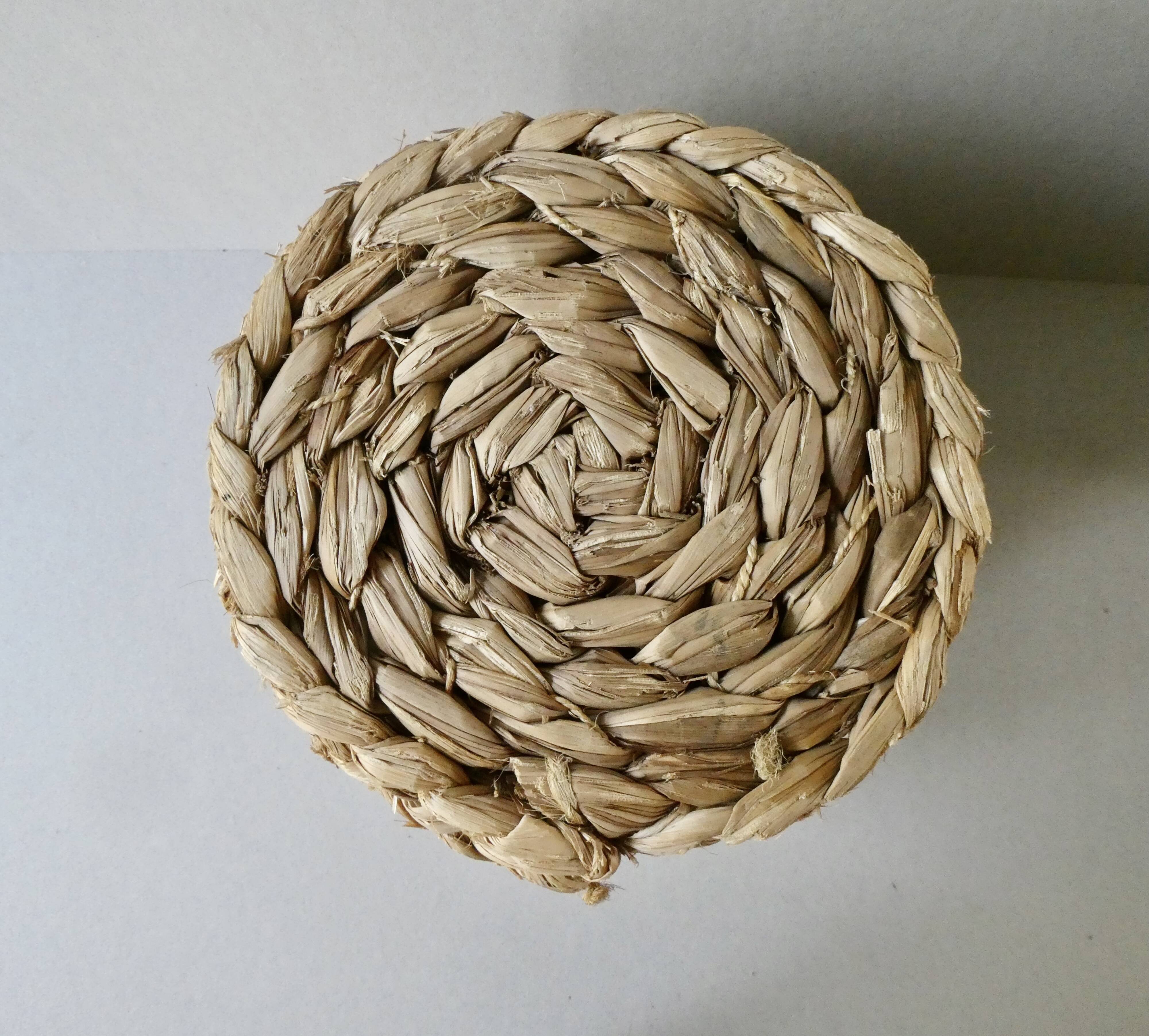 Braided rope pouffe stool, 60s-70s