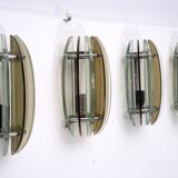 Set of Four Labeled Thick Glass Sconces by Veca, Italy, 1960s