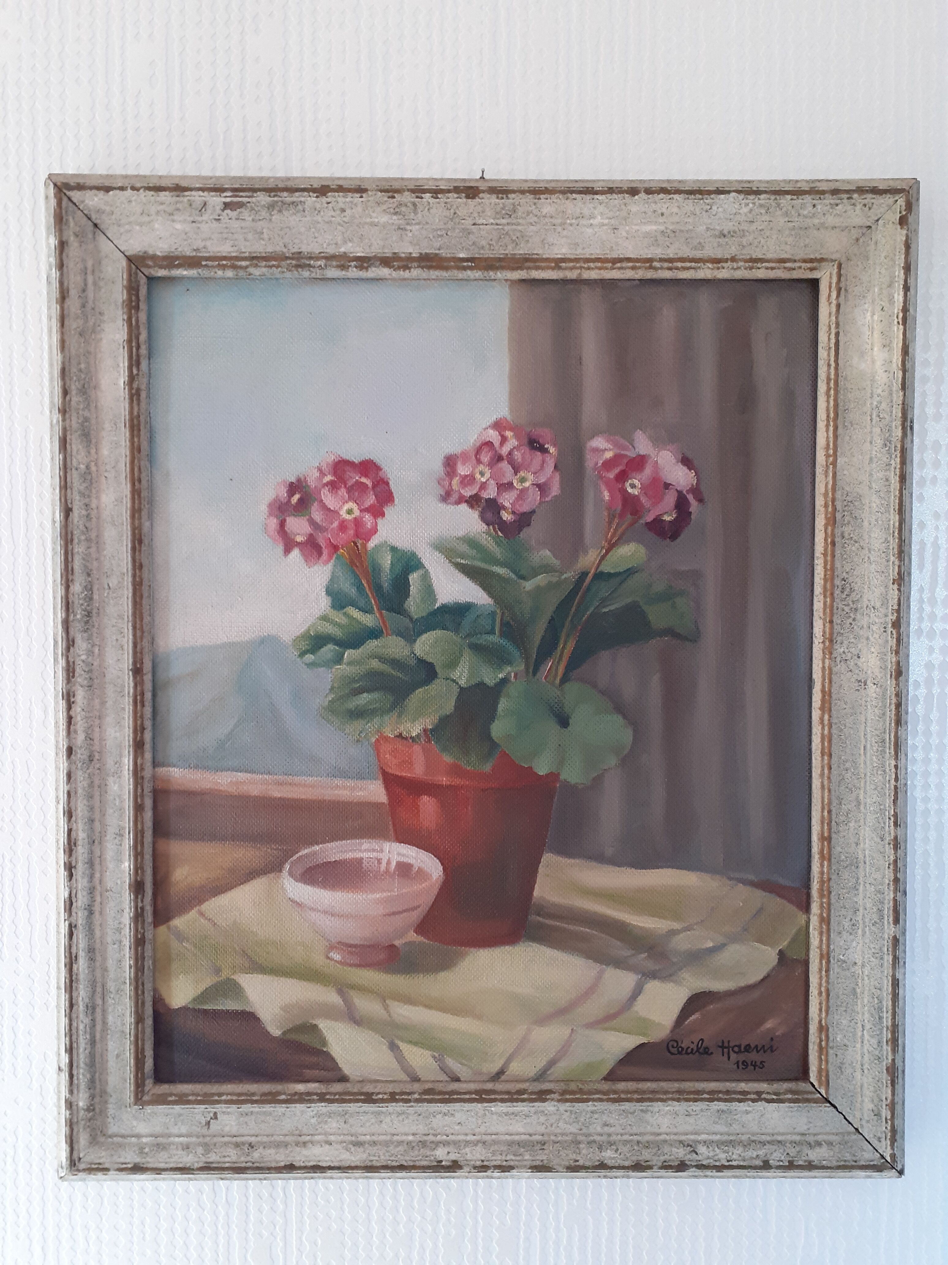 Tableau bouquet de fleurs 1945