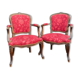 Paire de fauteuils en bois naturel de style Louis XV XIXème siècle