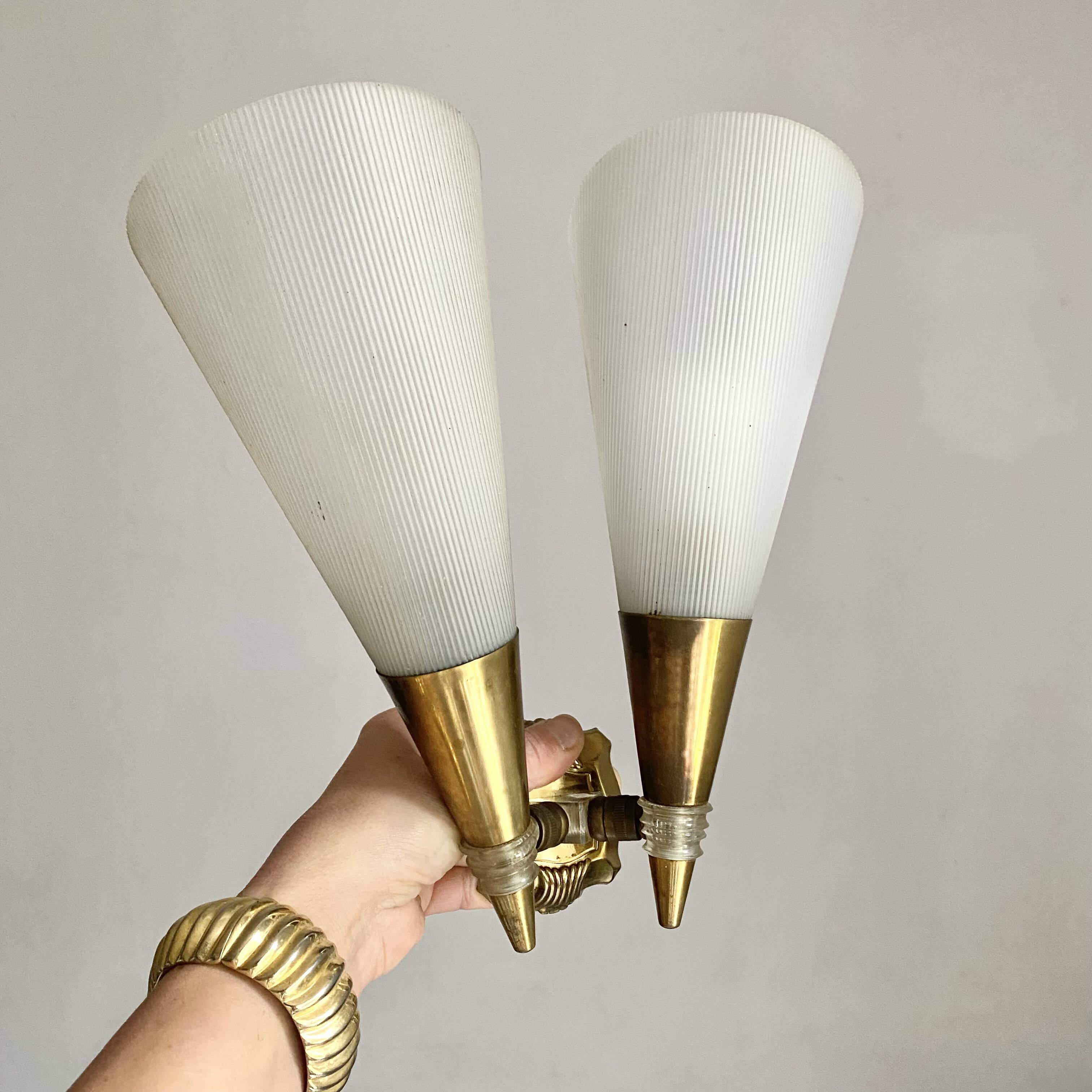 Adjustable conical wall lights from the 60s