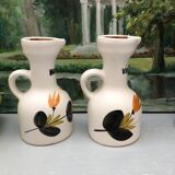 Old vinegar and oil maker with vintage decoration floral motifs