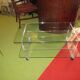 vintage glass coffee table with plexiglass legs