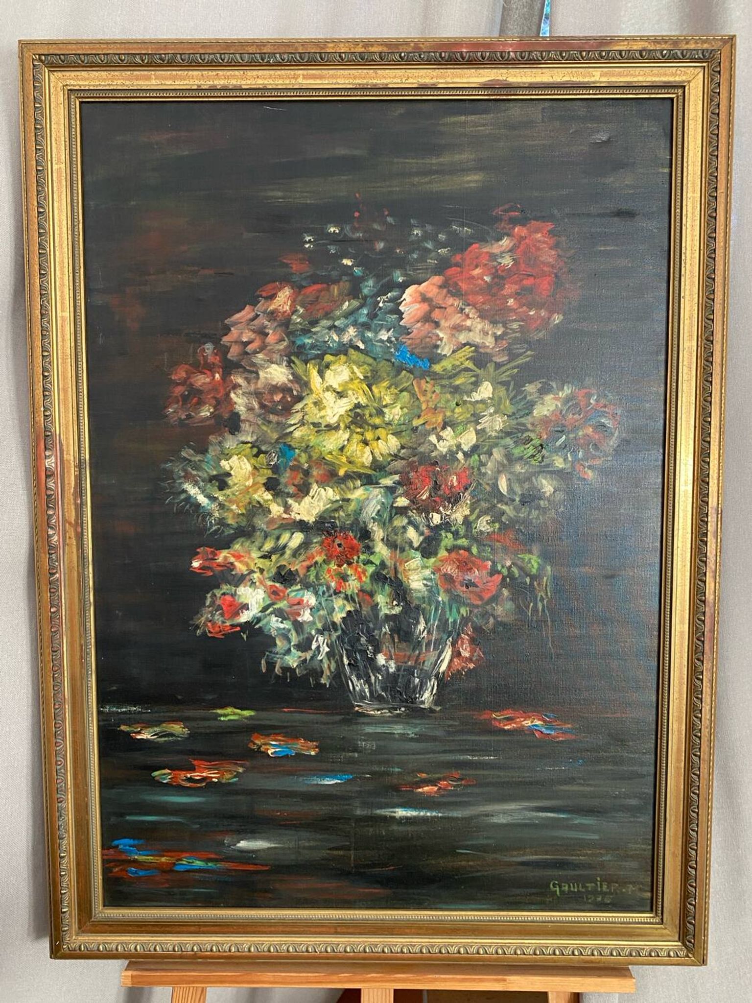 Oil on canvas, still life, framed, large format, Gaultier M