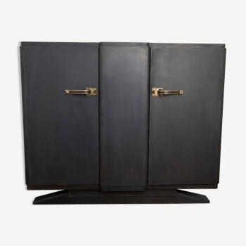 Chest of drawers/bahut painted and patinated carbon color