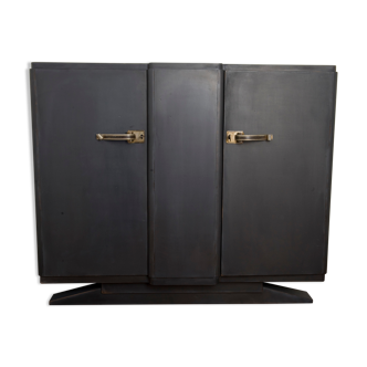 Chest of drawers/bahut painted and patinated carbon color