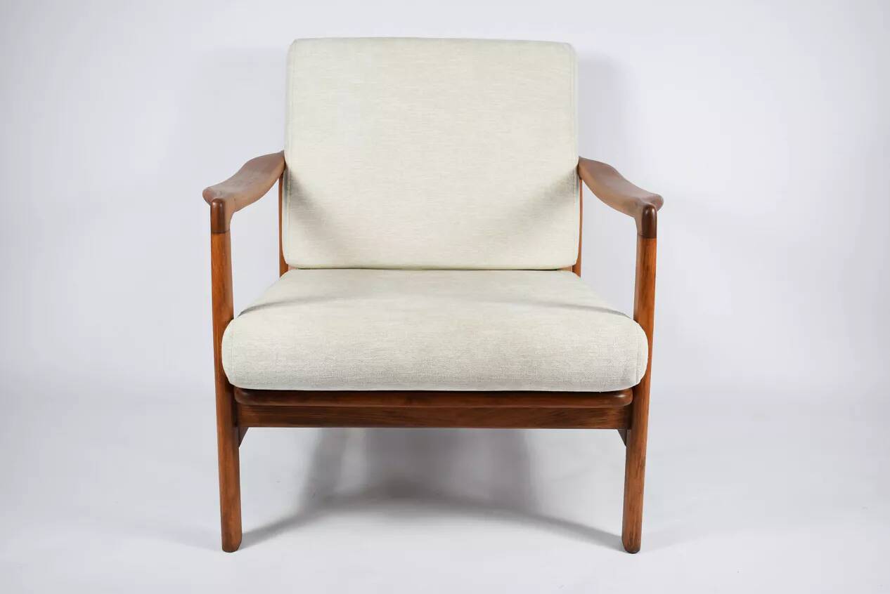 Fauteuil scandinave original Baczyk, années 1960, rénovation, teck.