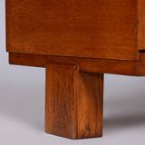 Czech Art Deco Oak Writing Desk Made in the 1930s, Restored