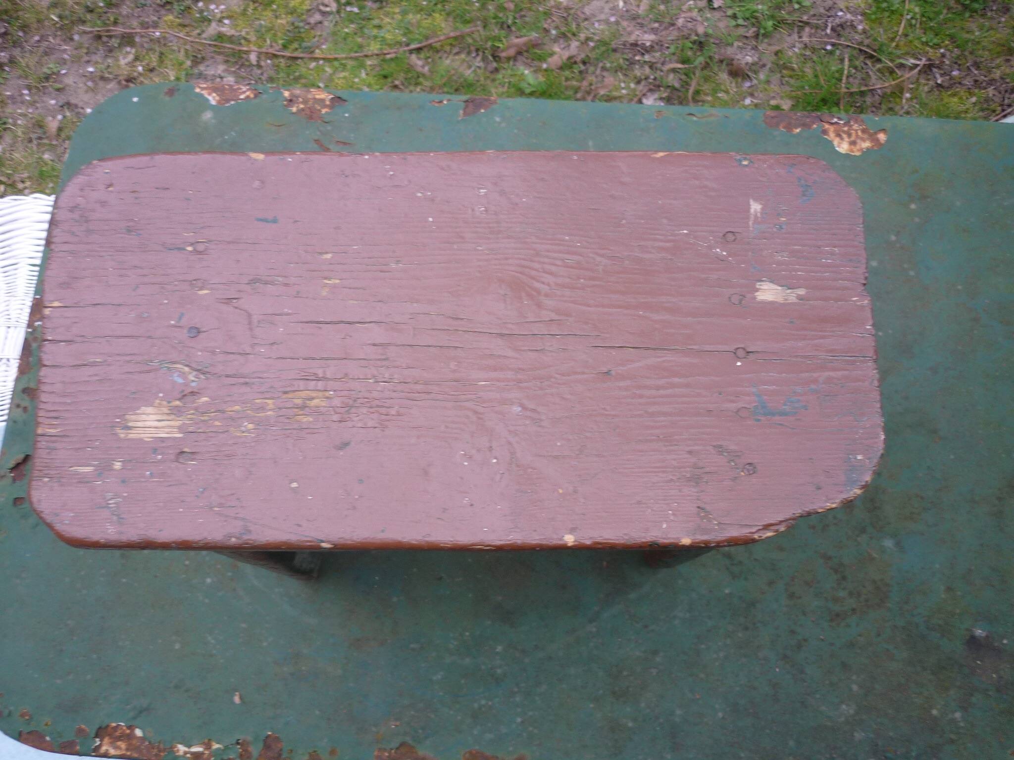 Vintage brutalist farmhouse stool bench