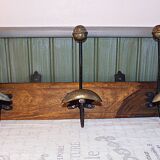 Vintage - Coat rack with 3 hooks in wood and aged brass