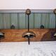 Vintage - Coat rack with 3 hooks in wood and aged brass