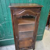 Showcase 1 door with 3 sides walnut windows louis xv style