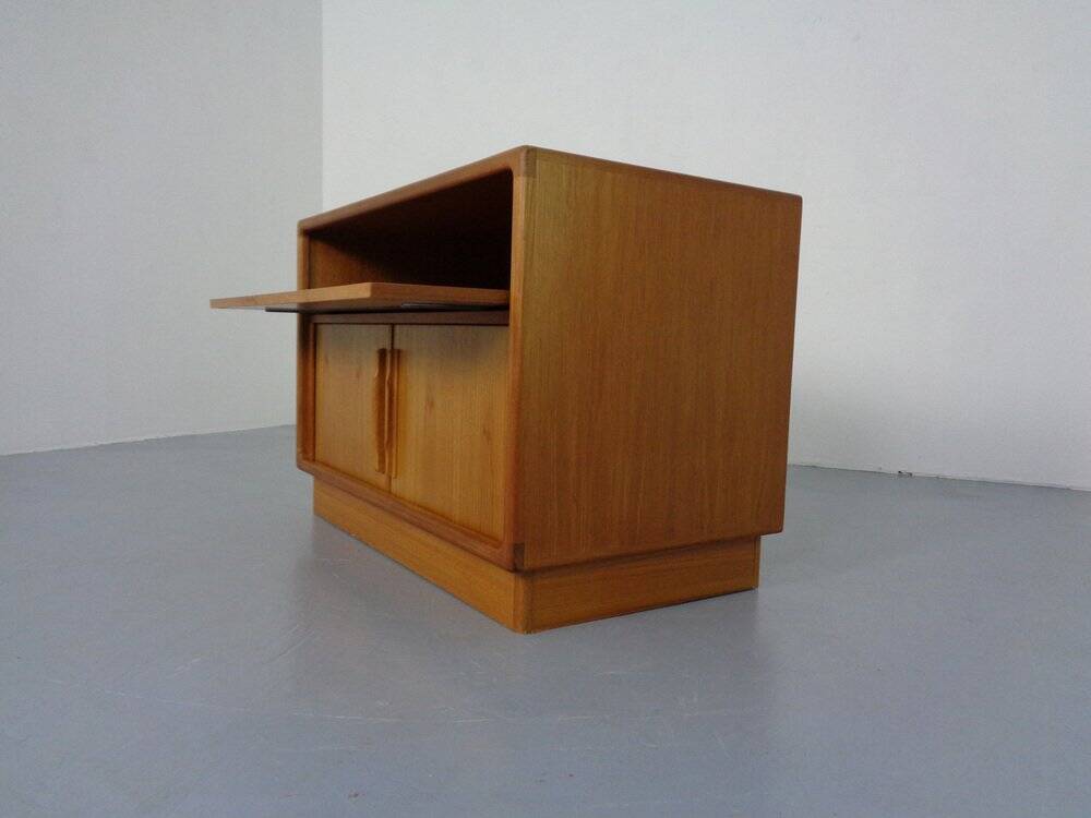 Small Teak Tambour Media Sideboard from Dyrlund, 1970s
