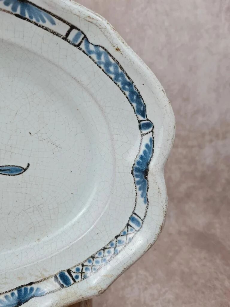 Large antique blue earthenware dish