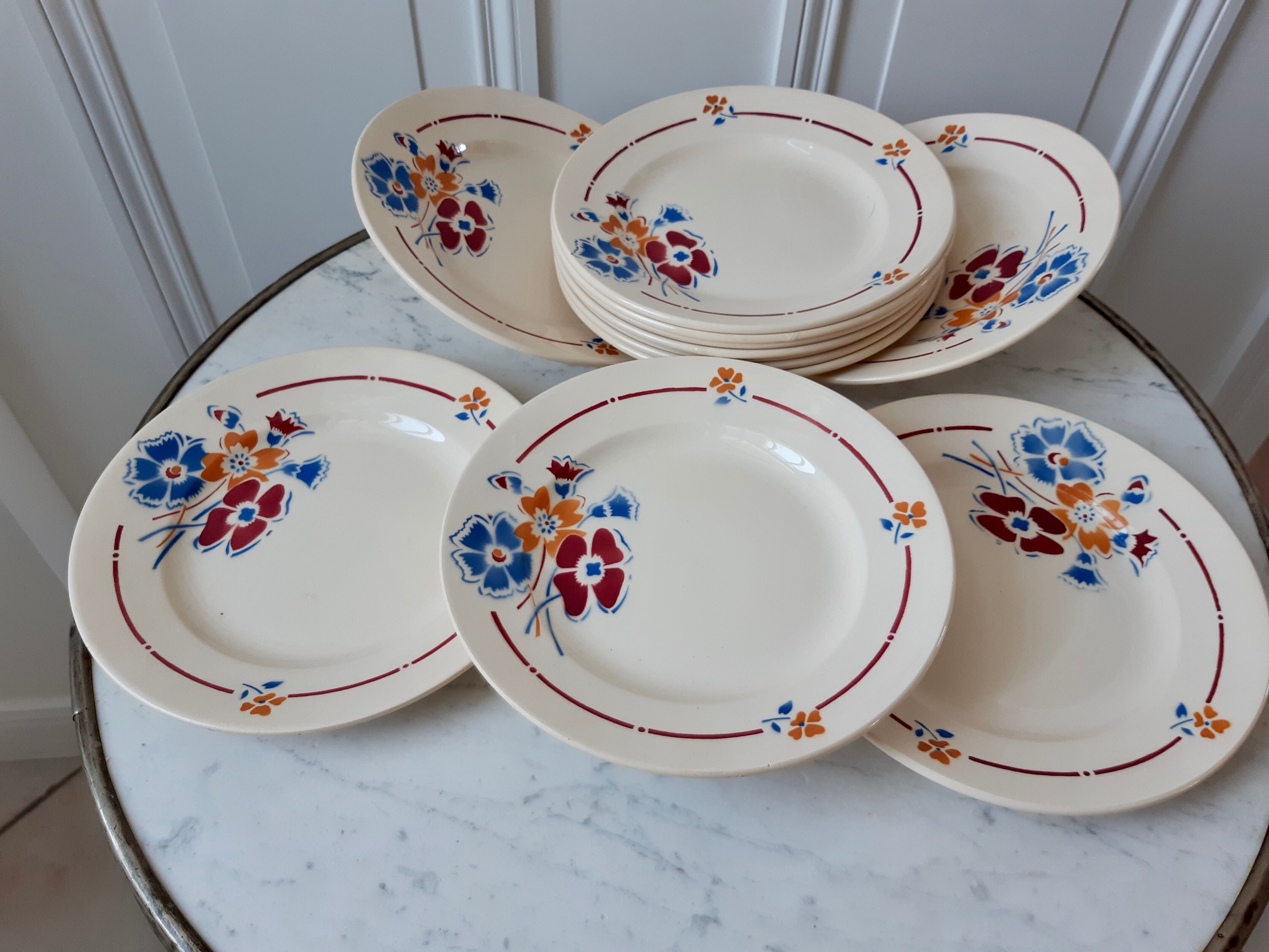 Lot de 6 assiettes à dessert Saint Amand modèle Valentin