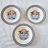 Set of 3 SPRING model dessert plates. Choisy Le Roi earthenware