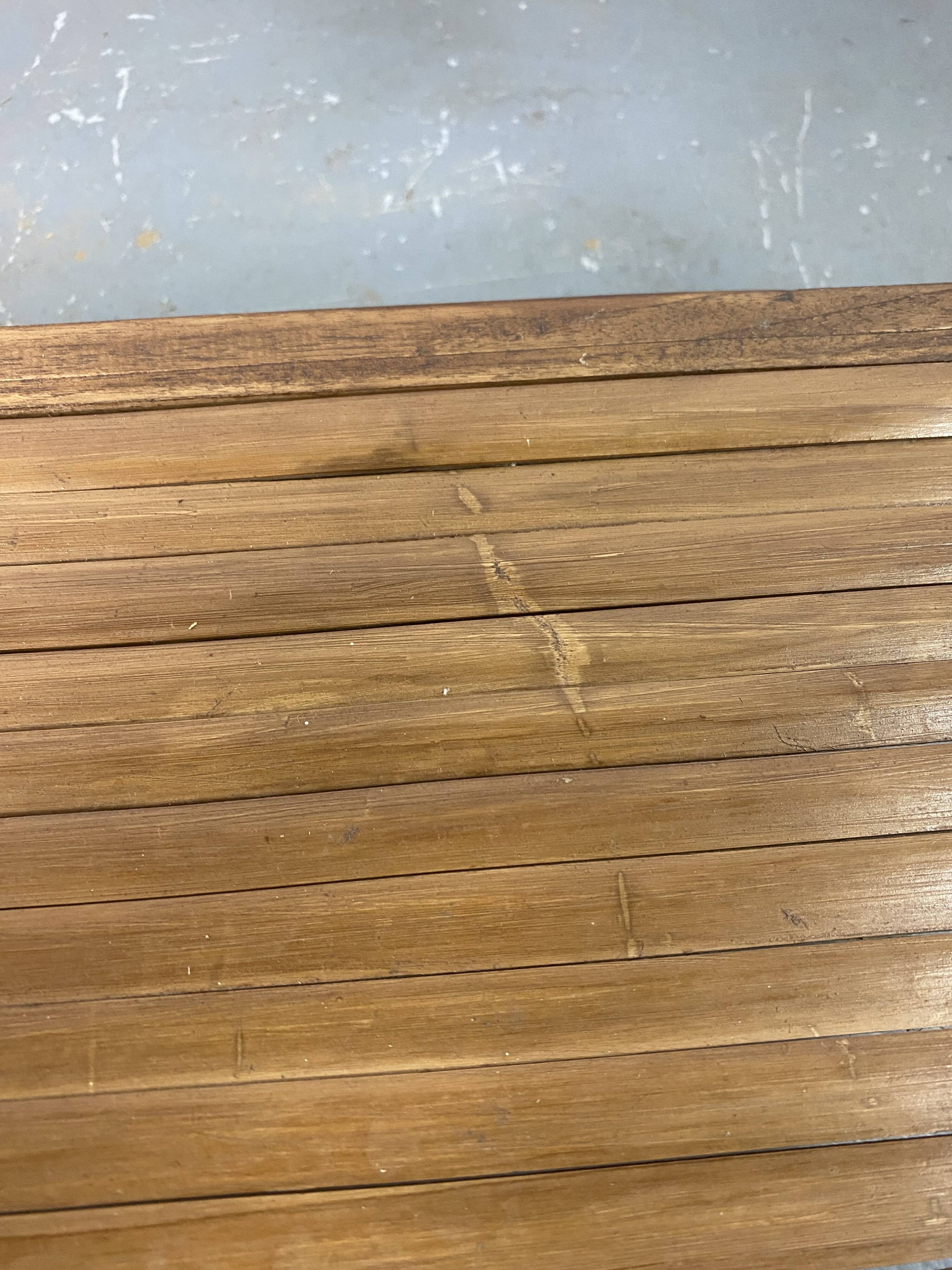 Side table in half-moon wood and bamboo