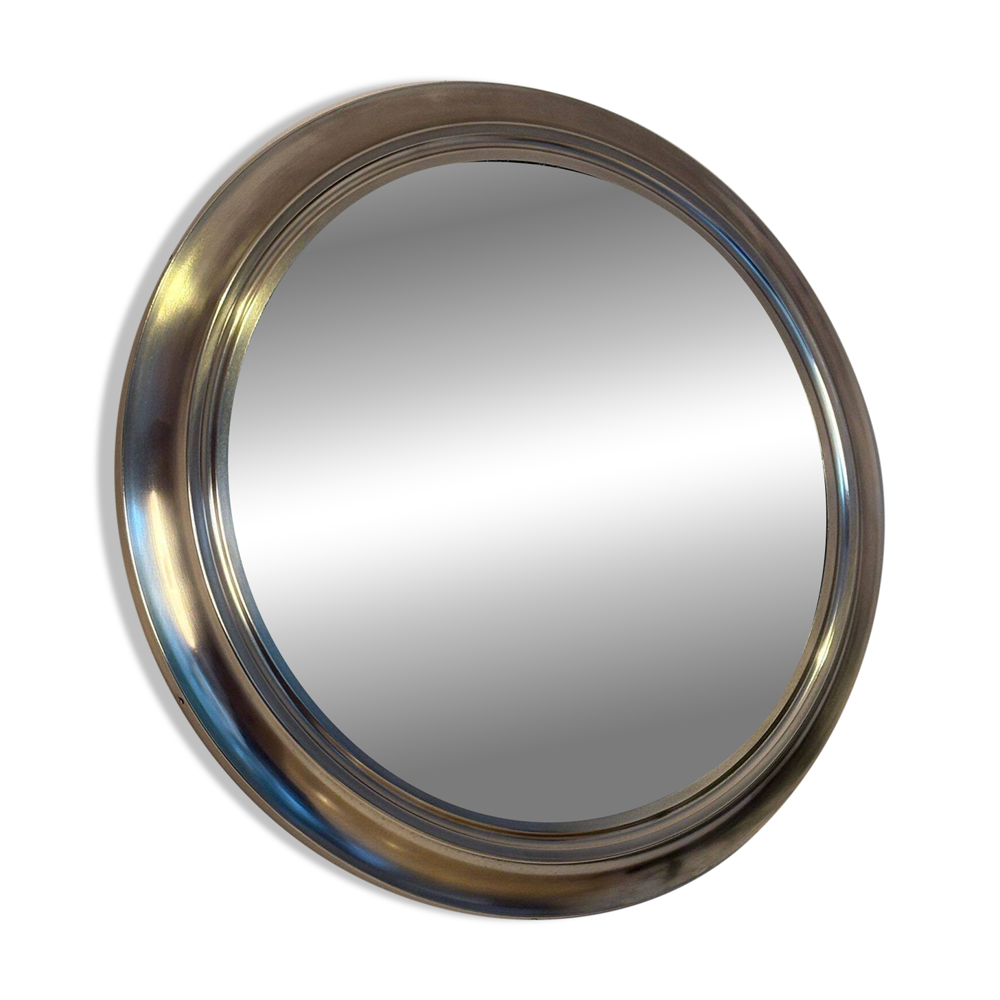 Miroir rond en métal , Italie années 1970