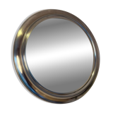Miroir rond en métal , Italie années 1970