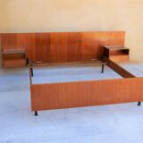 With suspended nightstands vintage teak bed