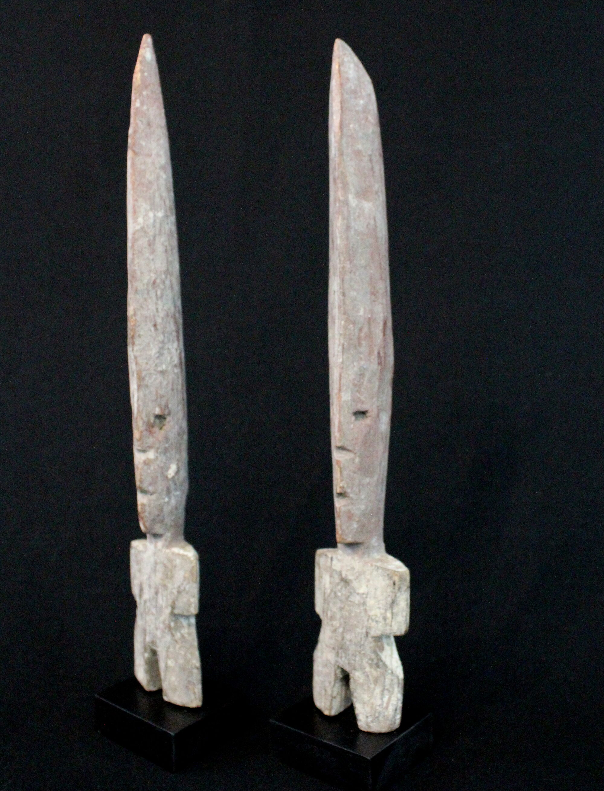Pair of Adan Fetishes on Bases - Ghana, African Tribal Ethnic Art