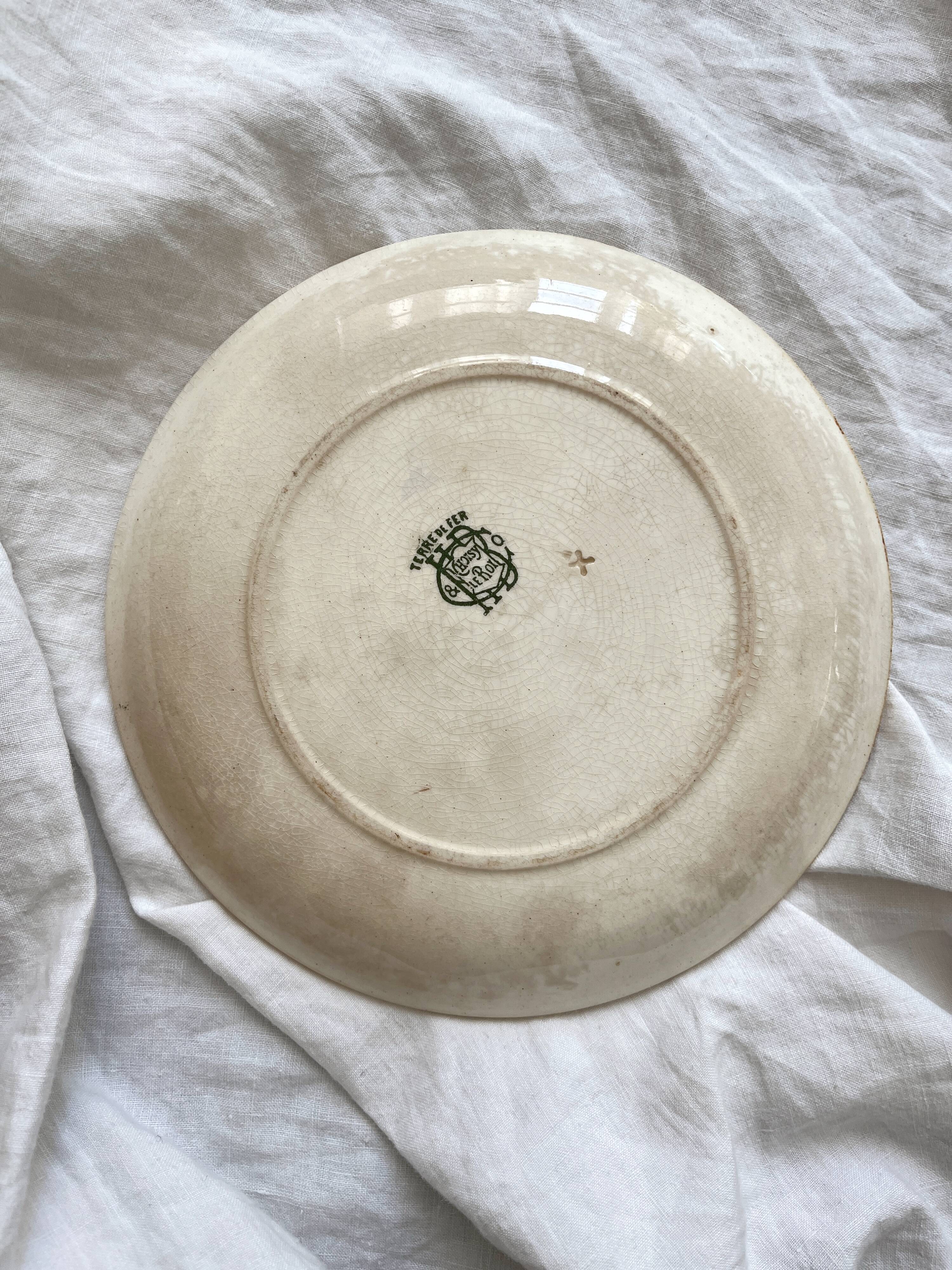 2 iron earth dessert plates HB Choisy le Roi card game theme