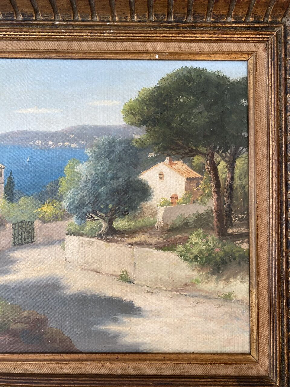 Tableau ancien, paysage provençal, signé, XXe siècle