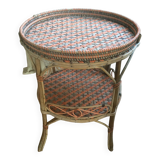 Round old rattan pedestal table