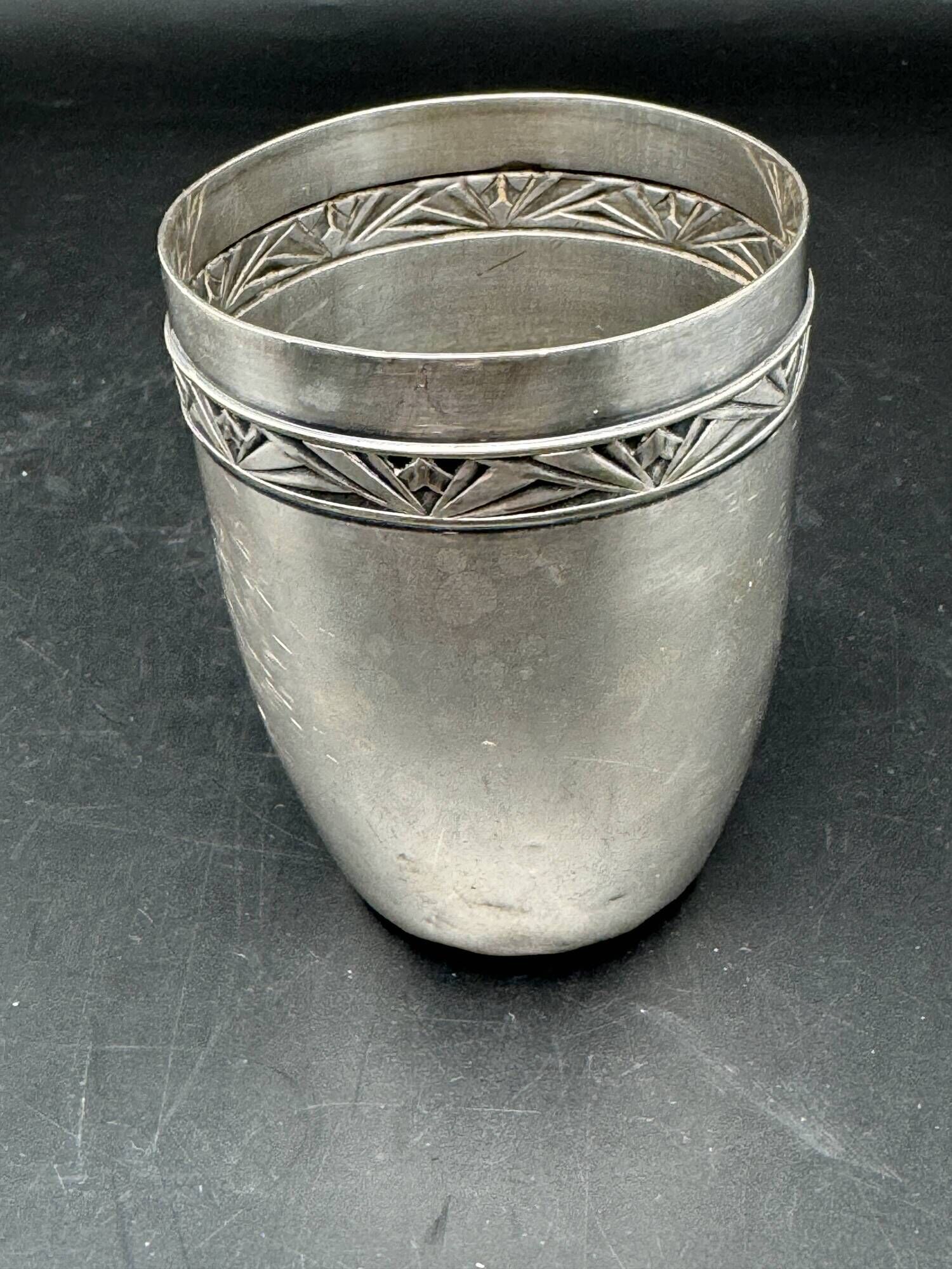White metal (silverware) cup in its original box