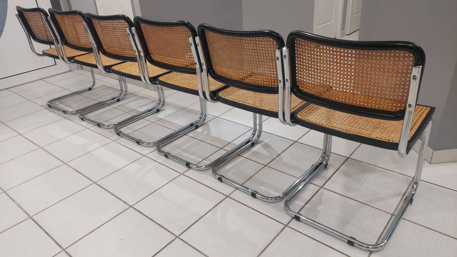 Suite de 6 chaises modèle Cesca B32 par Marcel Breuer vintage 1993