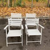 4 folding garden chairs in solid white wood