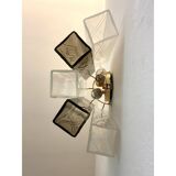 21st Century Transparent and Fumè "Squared" Murano Glass Wall Sconces - a Pair