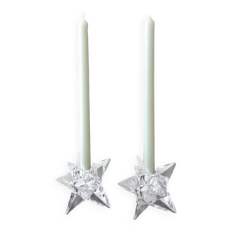 2 Vintage candle holders Kosta Star in Crystal Glass by Rosenthal