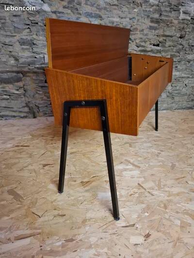 Bureau-Console Vintage "Legate" - Teck & Métal - Design Scandinave 196