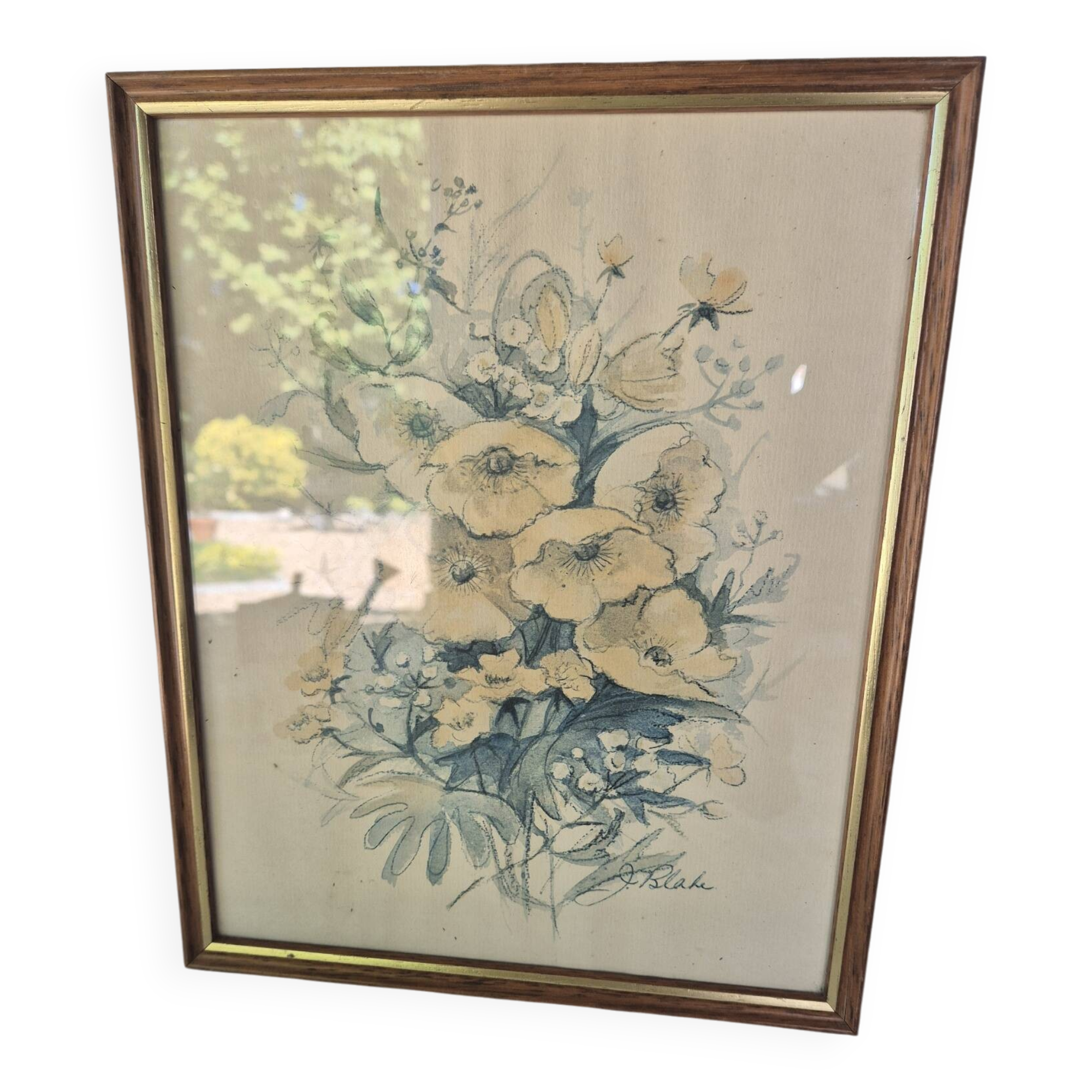 Faded flower frame painting
