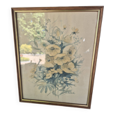 Faded flower frame painting