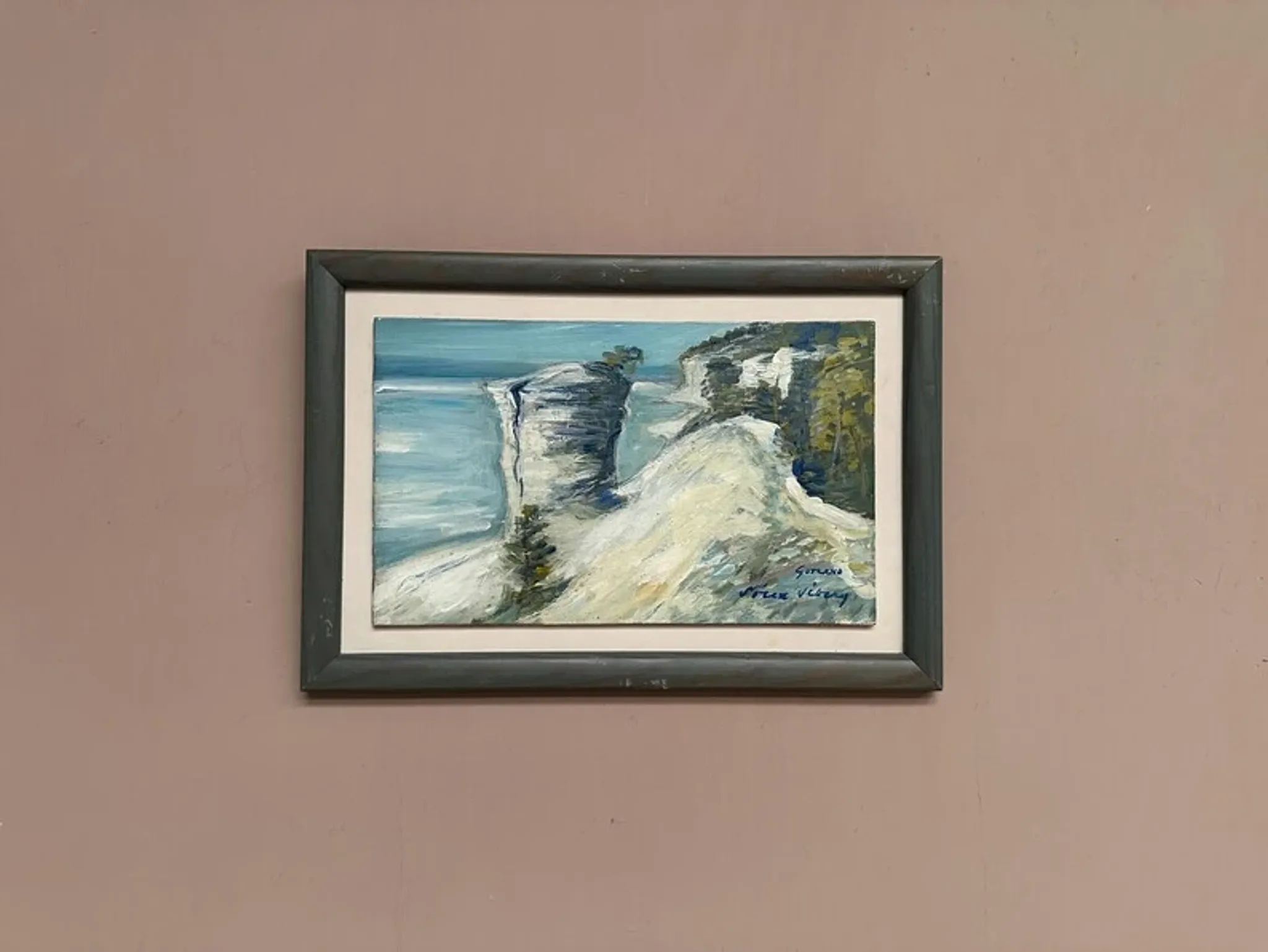 Original Swedish Oil on Panel – “Beach” by Soren Viberg – Vintage & Framed – 32 × 23 cm (12.5" × 9")