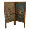 Old screen with two panels in painted canvas