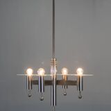 Machine Age Nickel-Plated 4-Flamming Chandelier, 1920s