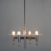 Machine Age Nickel-Plated 4-Flamming Chandelier, 1920s