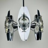 Chrome and glass lustre with lenses by Oscar Torlasco, Italy, 1960s.