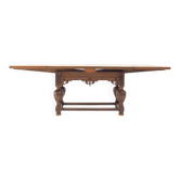 Table en chêne antique néerlandaise à rallonge avec incrustation en ébène, 19e siècle