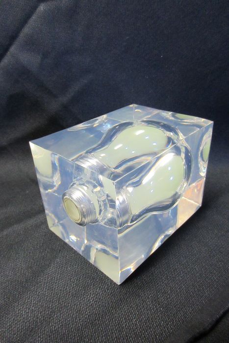 Pop art "Ampoule", fluorescent green light, design Pierre Giraudon 1970