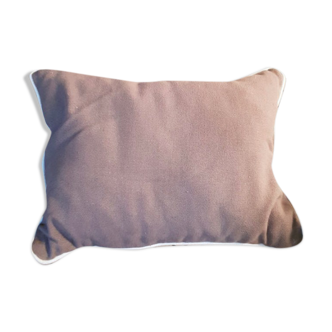 Rectangular cushion in grey cotton with white piping