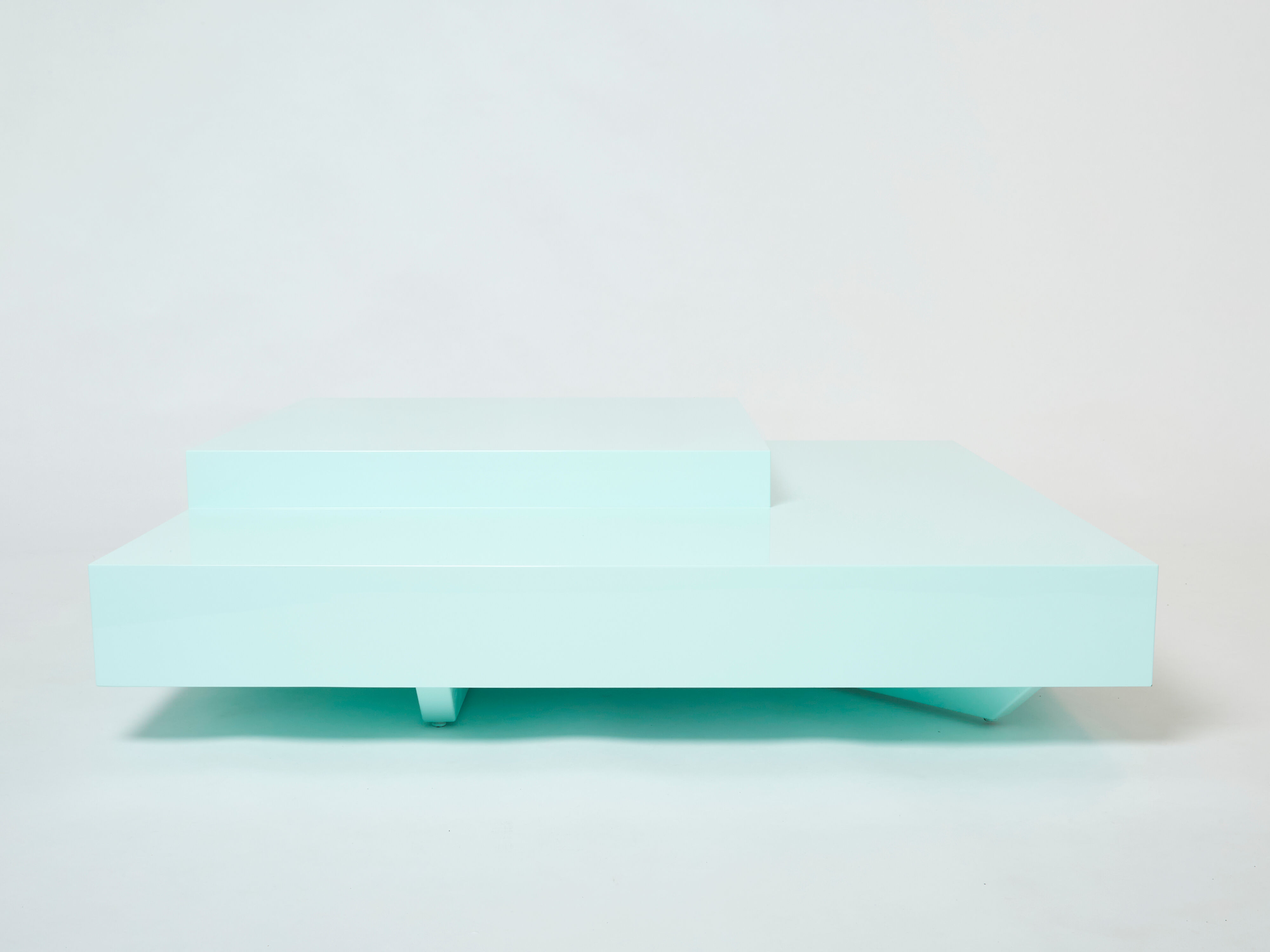 Coffee table square lacquered mint green 1970