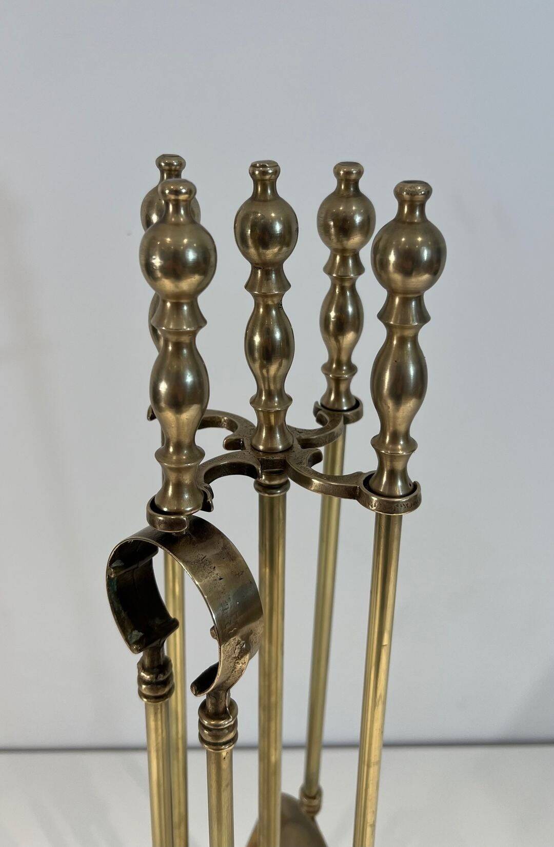 Neoclassical Fire Necessity in Brass with Ball Finials Empi