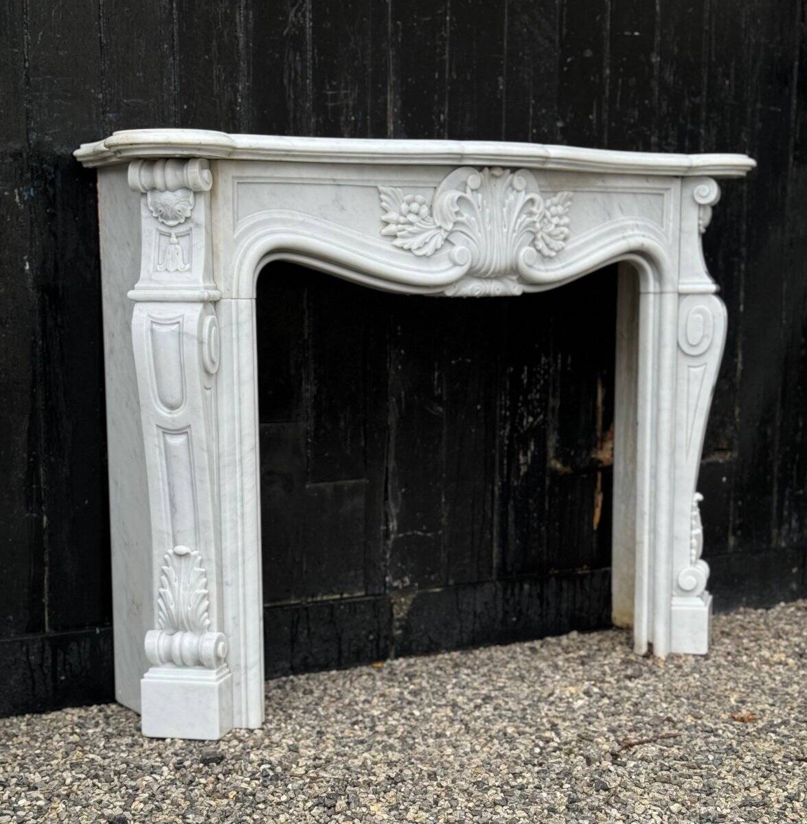 Louis XV style fireplace in Carrara marble circa 1980