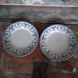 Lot de 2 assiettes décor bleu Luneville
