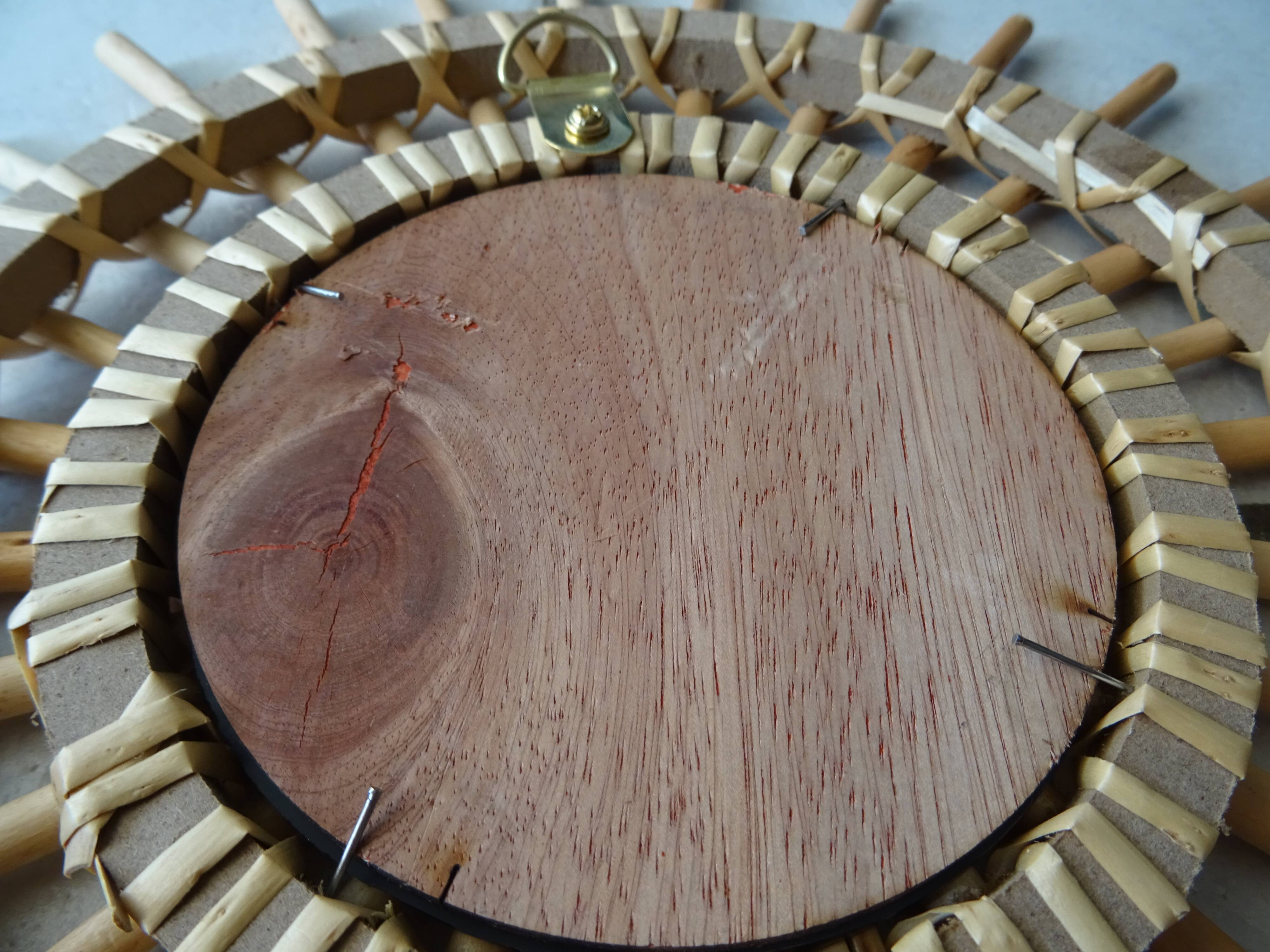 Miroir soleil rotin vintage