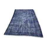 Distressed turkish rug 185x120 cm wool vintage rug, over-dyed red